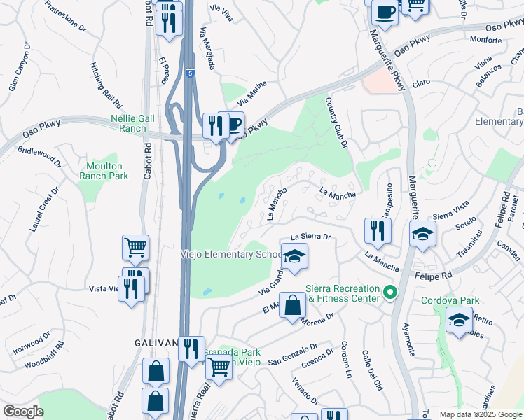map of restaurants, bars, coffee shops, grocery stores, and more near 26621 Verbena in Mission Viejo