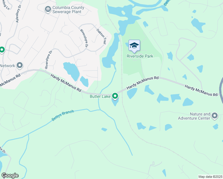 map of restaurants, bars, coffee shops, grocery stores, and more near 4509 Hardy McManus Road in Evans