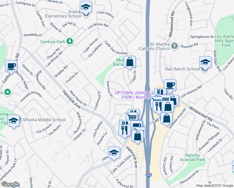 map of restaurants, bars, coffee shops, grocery stores, and more near 24811 Hollyleaf Lane in Murrieta