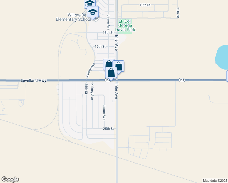 map of restaurants, bars, coffee shops, grocery stores, and more near 2169-2499 Inler Avenue in Lubbock