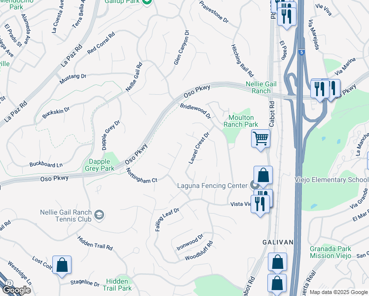map of restaurants, bars, coffee shops, grocery stores, and more near 25682 Nottingham Court in Laguna Hills