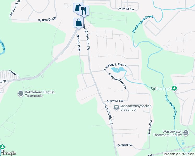 map of restaurants, bars, coffee shops, grocery stores, and more near 9248 Flat Shoals Road Southwest in Covington