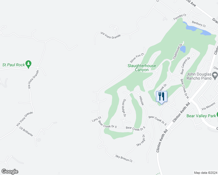 map of restaurants, bars, coffee shops, grocery stores, and more near 22285 Bear Creek Drive North in Murrieta