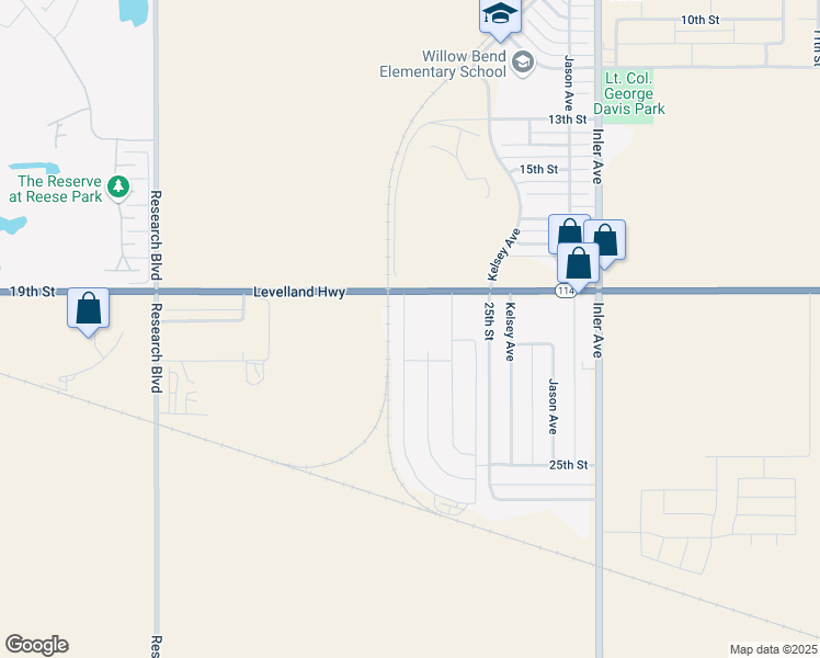 map of restaurants, bars, coffee shops, grocery stores, and more near 9055-9197 Levelland Highway in Lubbock