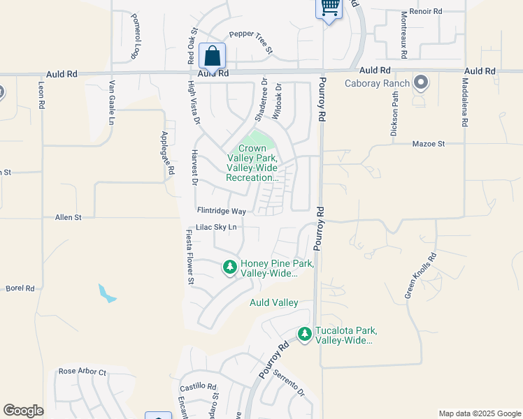 map of restaurants, bars, coffee shops, grocery stores, and more near 31765 Paseo Peonia in Murrieta