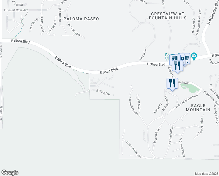 map of restaurants, bars, coffee shops, grocery stores, and more near 14329 East Estrella Avenue in Scottsdale