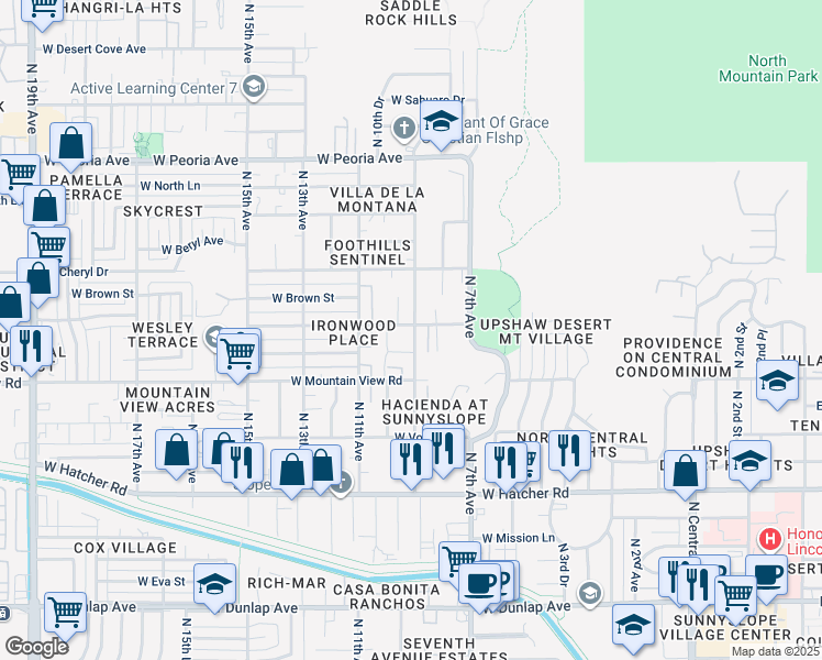 map of restaurants, bars, coffee shops, grocery stores, and more near 9847 North 9th Avenue in Phoenix