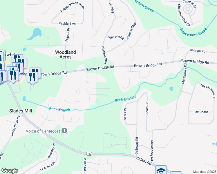 map of restaurants, bars, coffee shops, grocery stores, and more near 255 Skipjack Court in Covington
