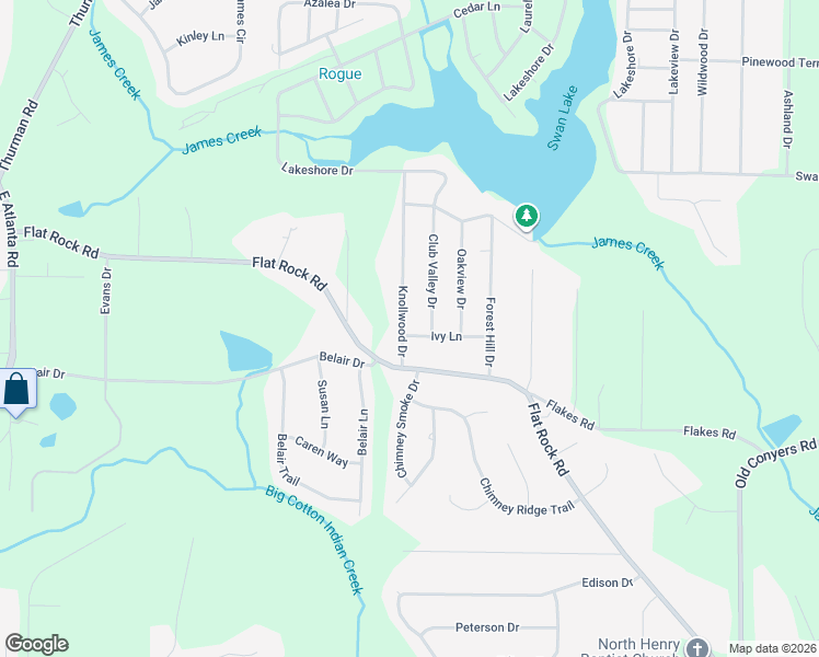 map of restaurants, bars, coffee shops, grocery stores, and more near 569 Knollwood Drive in Stockbridge