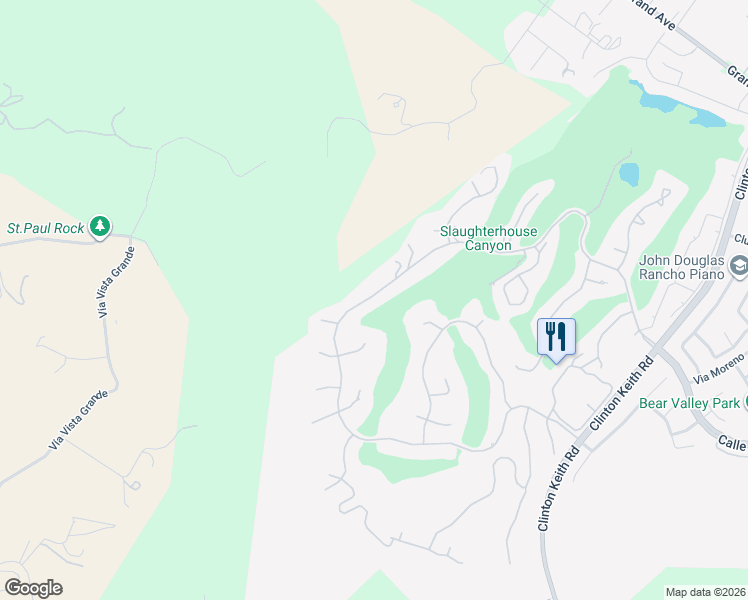 map of restaurants, bars, coffee shops, grocery stores, and more near 22285 Bear Creek Drive North in Murrieta