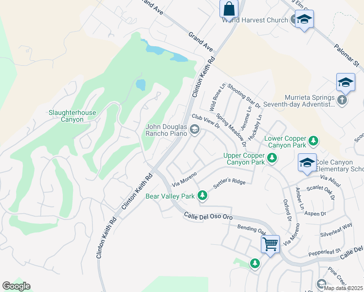 map of restaurants, bars, coffee shops, grocery stores, and more near 23071 Joaquin Ridge Drive in Murrieta