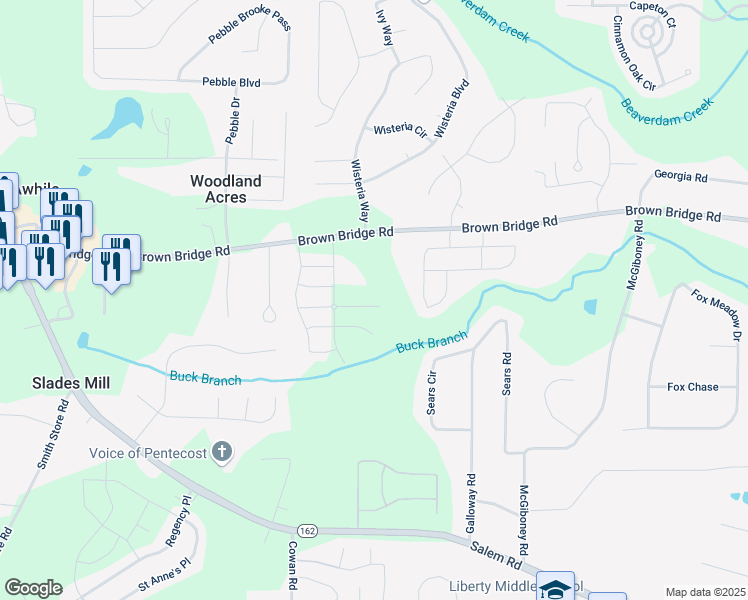 map of restaurants, bars, coffee shops, grocery stores, and more near 255 Skipjack Court in Covington