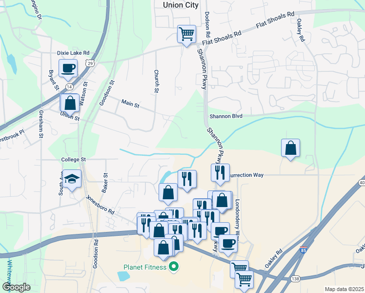 map of restaurants, bars, coffee shops, grocery stores, and more near 12006 Crosswicks Road in Union City