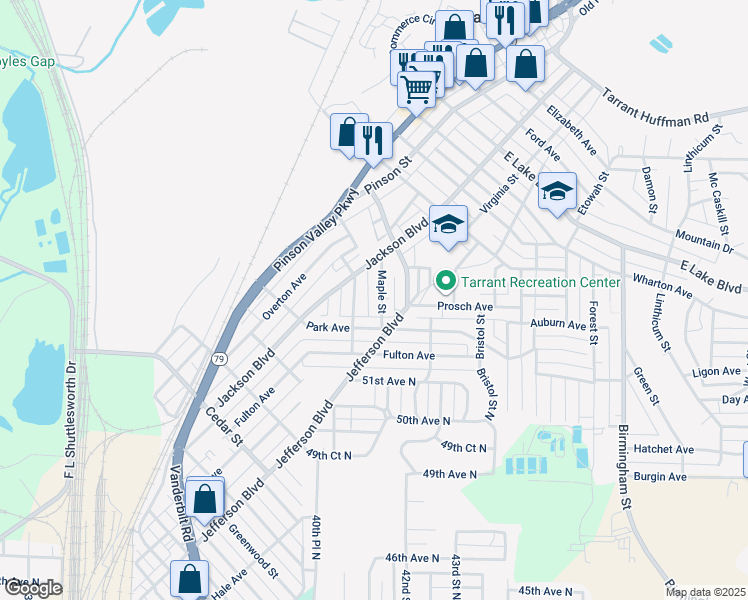 map of restaurants, bars, coffee shops, grocery stores, and more near 1258 Park Avenue in Birmingham