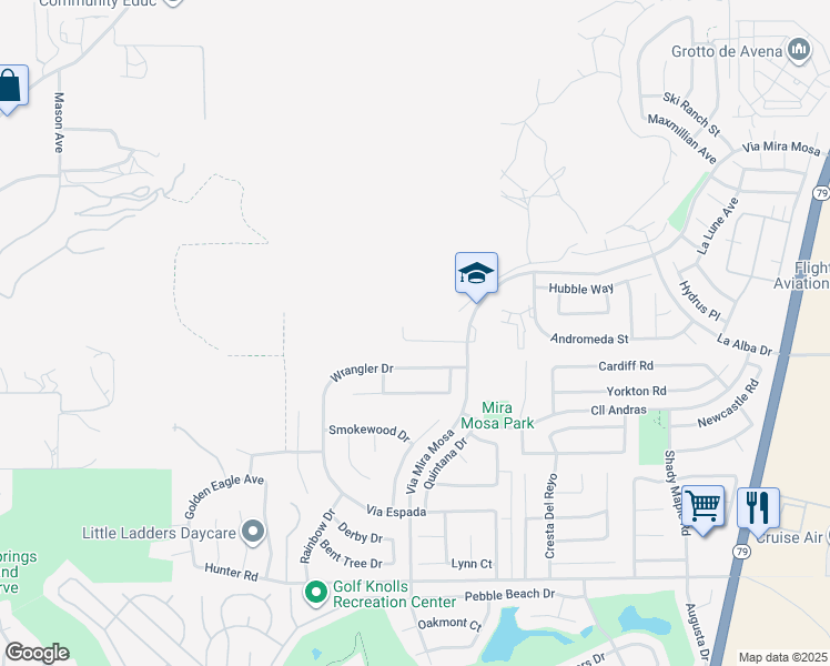map of restaurants, bars, coffee shops, grocery stores, and more near 29264 Ariel Street in Murrieta