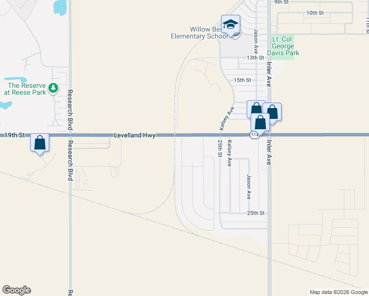 map of restaurants, bars, coffee shops, grocery stores, and more near 9055-9197 Levelland Hwy in Lubbock