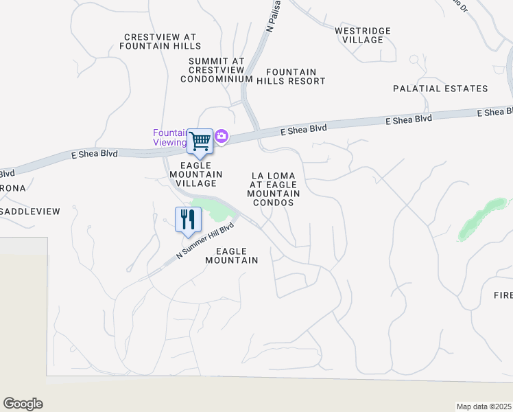 map of restaurants, bars, coffee shops, grocery stores, and more near 14951 East Desert Willow Drive in Fountain Hills