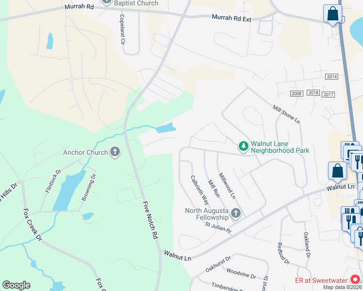 map of restaurants, bars, coffee shops, grocery stores, and more near 426 Saint Julian Place in North Augusta
