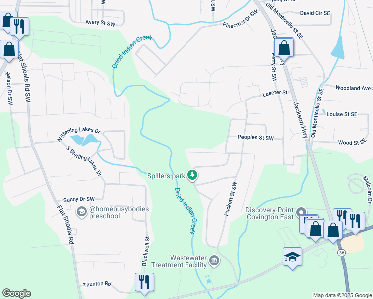 map of restaurants, bars, coffee shops, grocery stores, and more near 8212 Collier Street Southwest in Covington