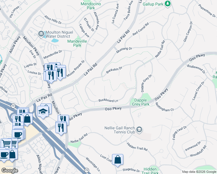 map of restaurants, bars, coffee shops, grocery stores, and more near 26562 Stetson Place in Laguna Hills