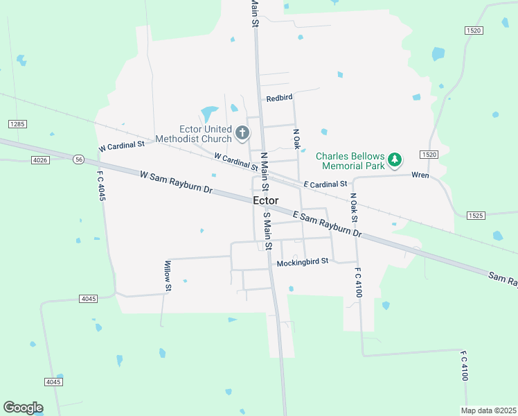 map of restaurants, bars, coffee shops, grocery stores, and more near 120 South Red Bud Street in Ector