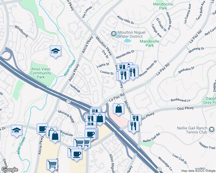 map of restaurants, bars, coffee shops, grocery stores, and more near 24342 Berrendo in Laguna Hills