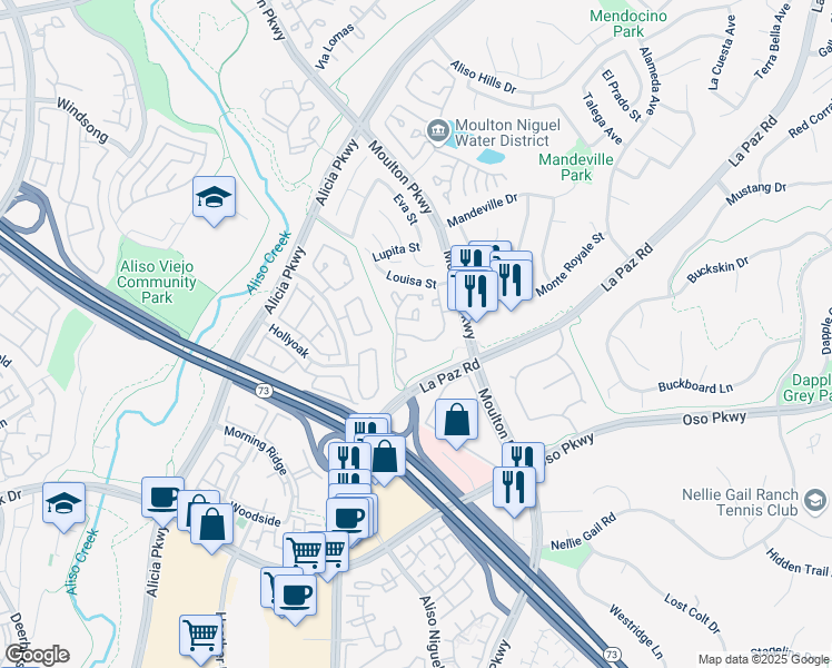 map of restaurants, bars, coffee shops, grocery stores, and more near 24381 Acaso in Laguna Hills