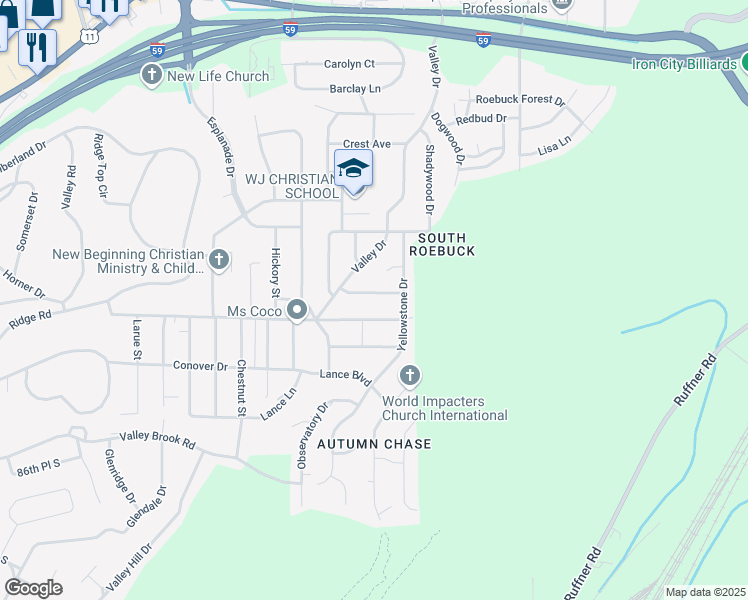 map of restaurants, bars, coffee shops, grocery stores, and more near 817 Castlewood Avenue in Birmingham