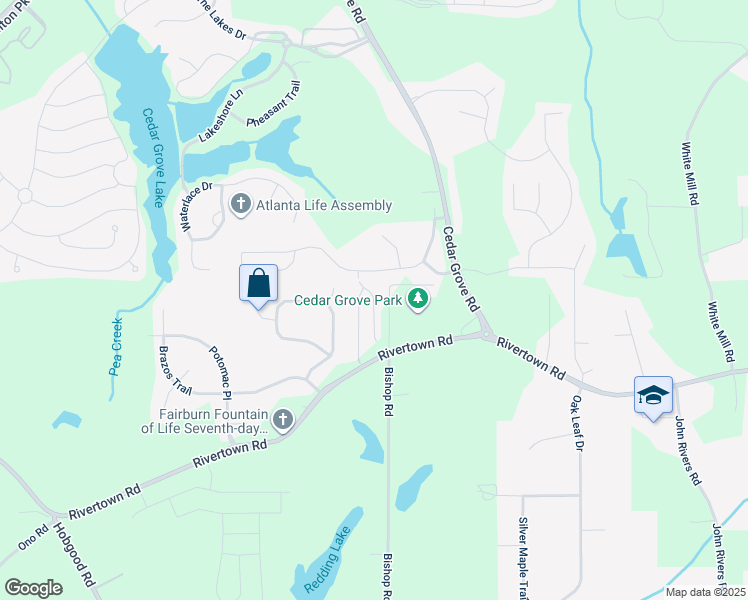 map of restaurants, bars, coffee shops, grocery stores, and more near 7362 Spoleto Loop in Fairburn