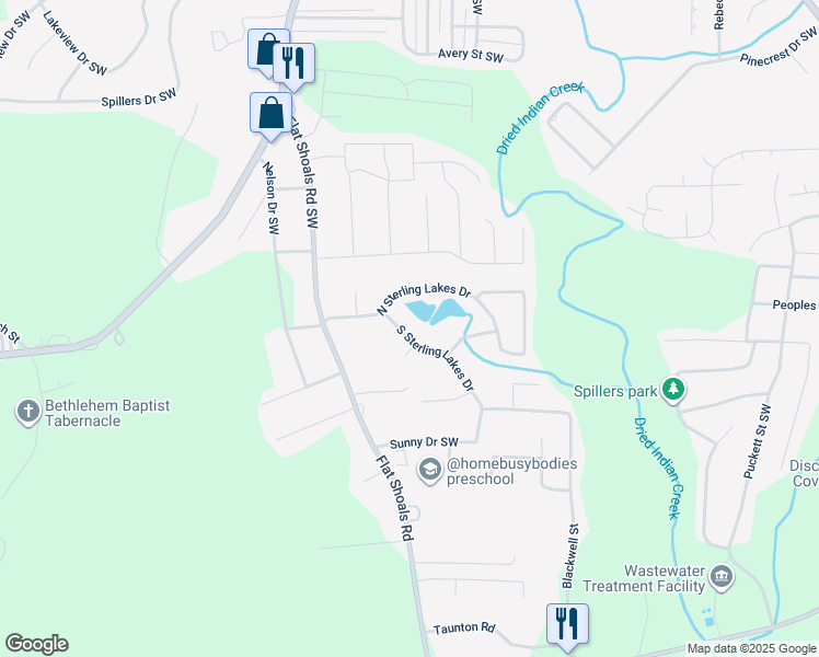 map of restaurants, bars, coffee shops, grocery stores, and more near 9184 South Sterling Lakes Drive in Covington