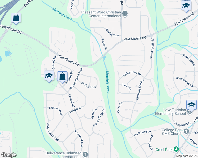 map of restaurants, bars, coffee shops, grocery stores, and more near 2670 Foxlair Trail in Atlanta