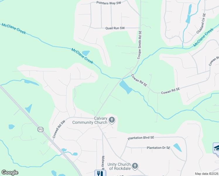 map of restaurants, bars, coffee shops, grocery stores, and more near 4310 McClanes Court in Conyers