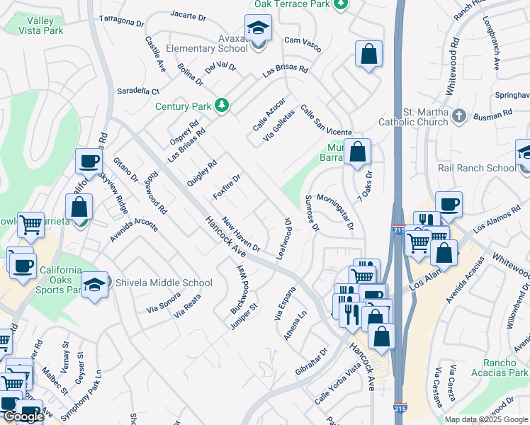 map of restaurants, bars, coffee shops, grocery stores, and more near 39897 Verono Corte in Murrieta