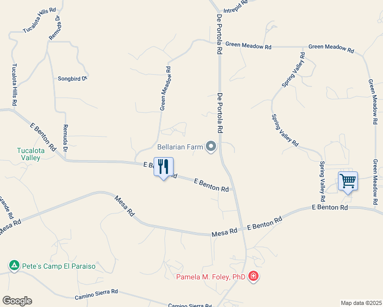 map of restaurants, bars, coffee shops, grocery stores, and more near 38995 Maiz Lane in Temecula