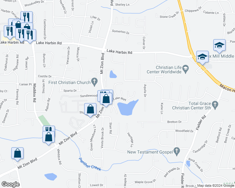 map of restaurants, bars, coffee shops, grocery stores, and more near 6508 Pine Bark Court in Morrow