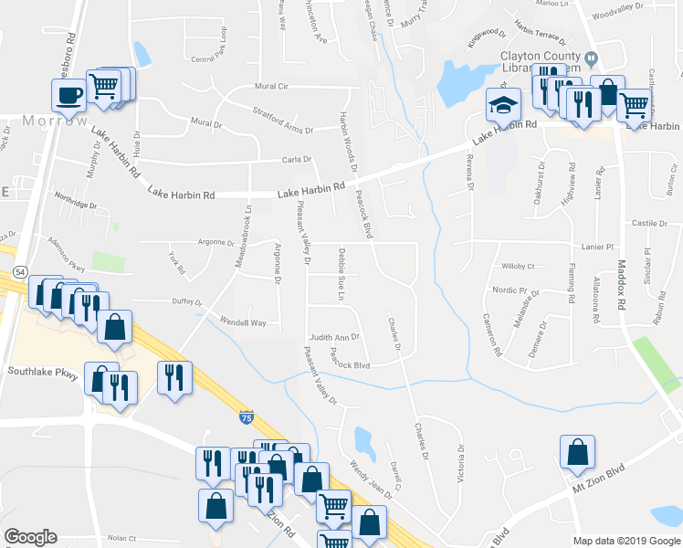 map of restaurants, bars, coffee shops, grocery stores, and more near 1966 Pine Valley Drive in Morrow