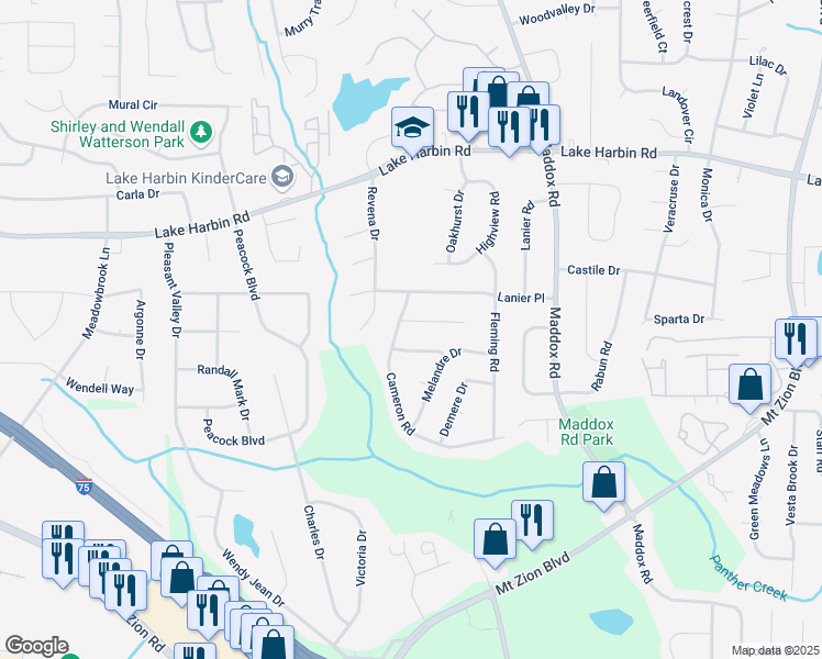 map of restaurants, bars, coffee shops, grocery stores, and more near 2209 Willoby Court in Morrow