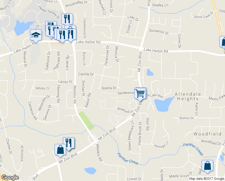 map of restaurants, bars, coffee shops, grocery stores, and more near 2571 Sparta Drive in Morrow