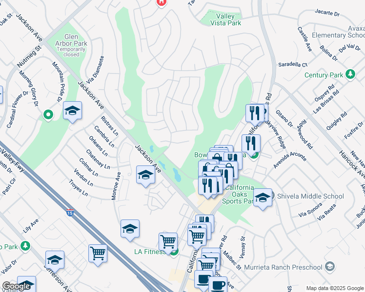 map of restaurants, bars, coffee shops, grocery stores, and more near 24193 Corte Cordoba in Murrieta