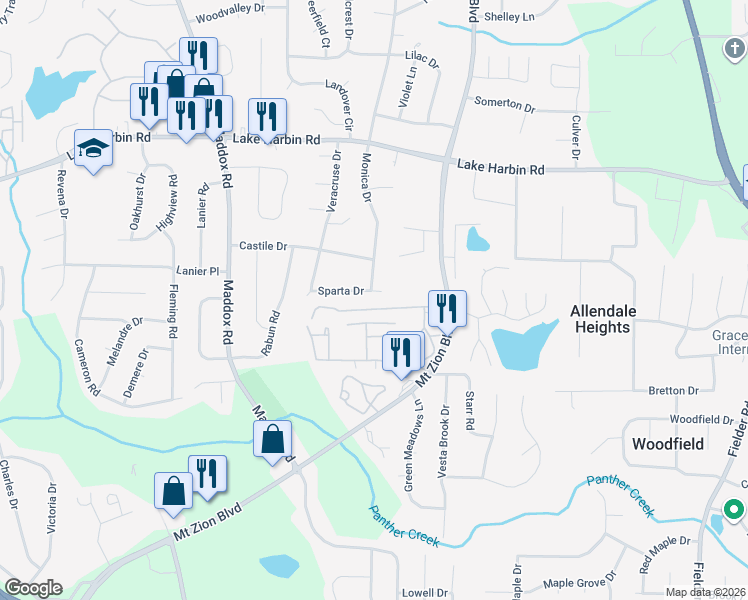 map of restaurants, bars, coffee shops, grocery stores, and more near 2607 Sparta Drive in Morrow