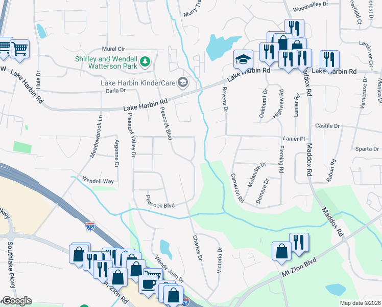 map of restaurants, bars, coffee shops, grocery stores, and more near 6499 Lynndale Lane in Morrow