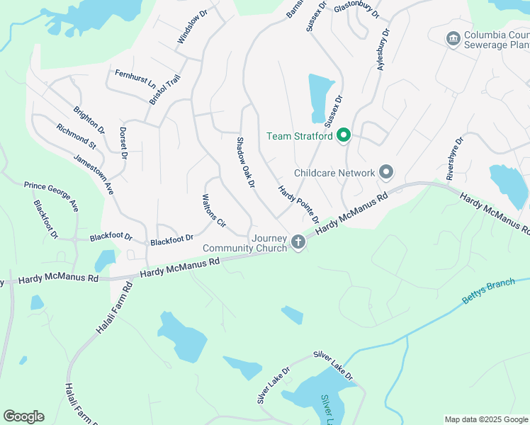 map of restaurants, bars, coffee shops, grocery stores, and more near 1338 Shadow Oak Drive in Evans