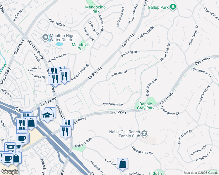 map of restaurants, bars, coffee shops, grocery stores, and more near 26562 Stetson Place in Laguna Hills