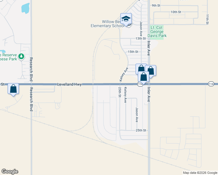 map of restaurants, bars, coffee shops, grocery stores, and more near 9055-9197 Levelland Highway in Lubbock