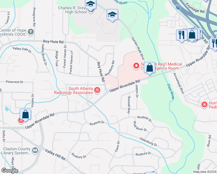 map of restaurants, bars, coffee shops, grocery stores, and more near 93 Upper Riverdale Road in Riverdale
