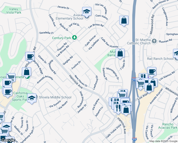 map of restaurants, bars, coffee shops, grocery stores, and more near 39870 Chippewa Circle in Murrieta