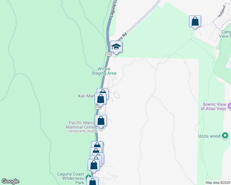 map of restaurants, bars, coffee shops, grocery stores, and more near 21421 Stans Lane in Laguna Beach