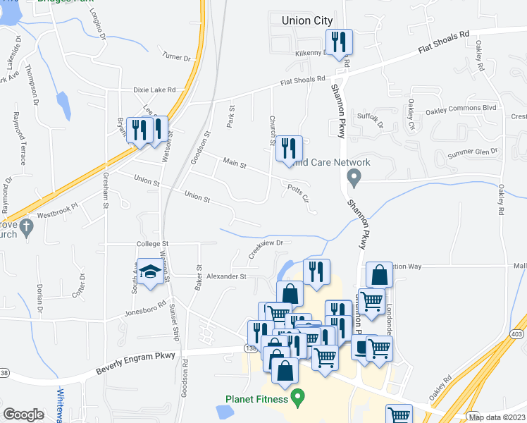 map of restaurants, bars, coffee shops, grocery stores, and more near 3875 Cypress Pointe Drive in Union City