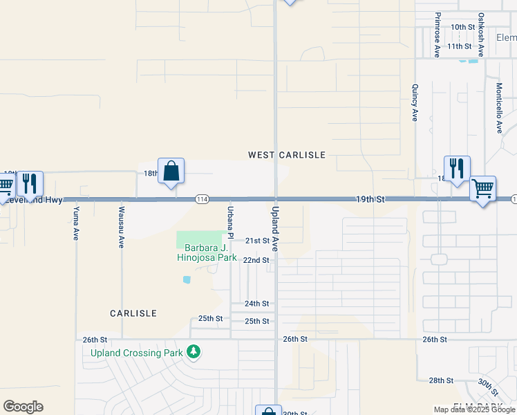 map of restaurants, bars, coffee shops, grocery stores, and more near 7307 19th Street in Lubbock