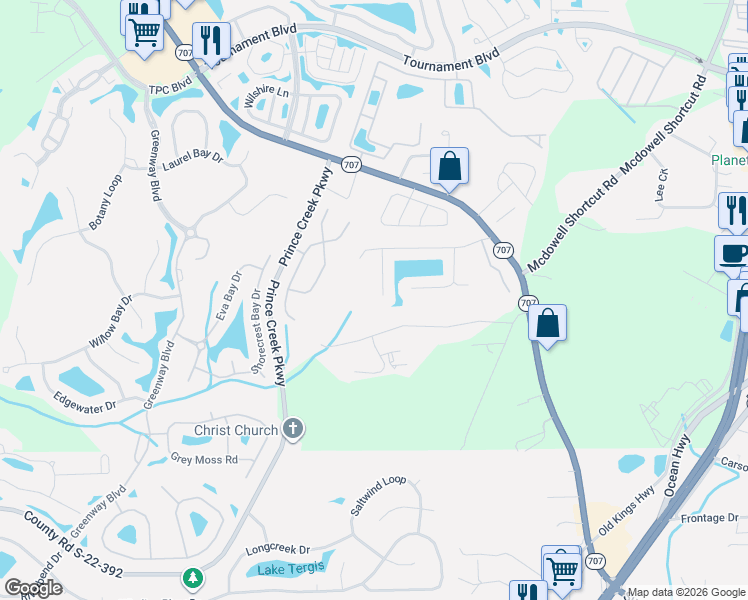 map of restaurants, bars, coffee shops, grocery stores, and more near 330 Chastain Court in Murrells Inlet
